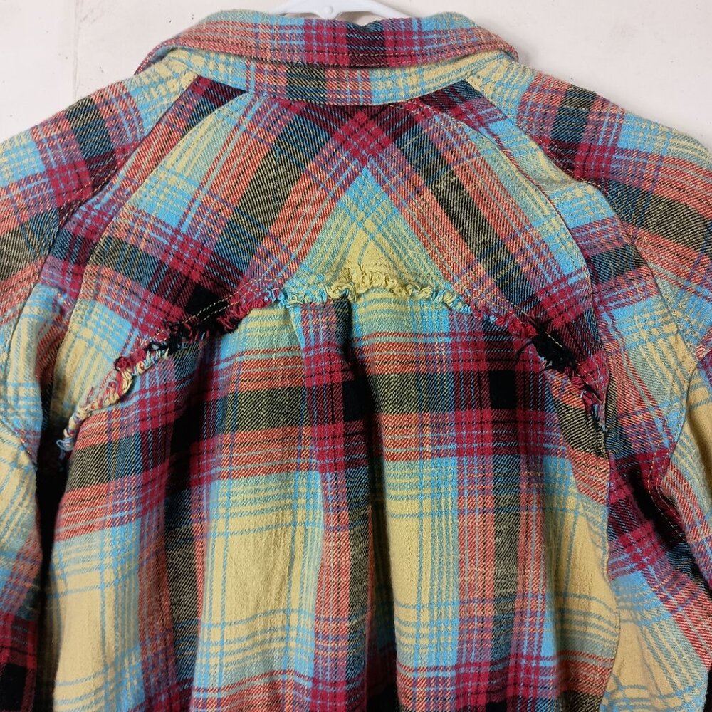 BDG Womens Distressed Plaid Button Down Shirt M Multicolor Indie Grunge 90s - Picture 4 of 9